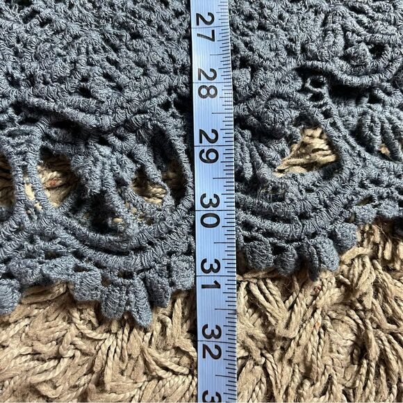 Crochet Tank Top SZ SM Blue Open Knit Festival Boho Indie Hippie Swim Cover Up - Picture 6 of 7